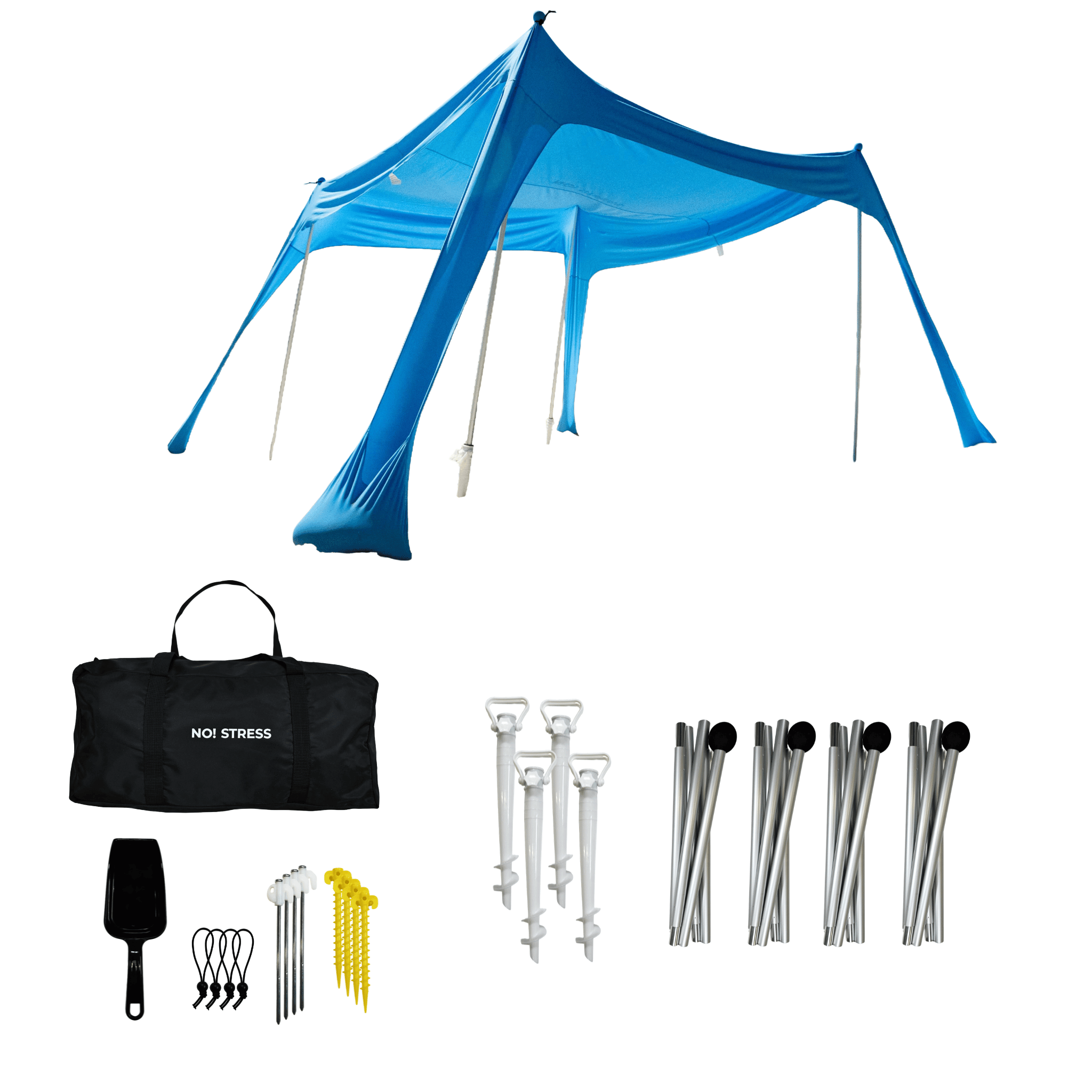 No Stress Strandzelt mit UPF 50+ Sonnensegel 300x300 cm bis 6 Personen – 3s SUP