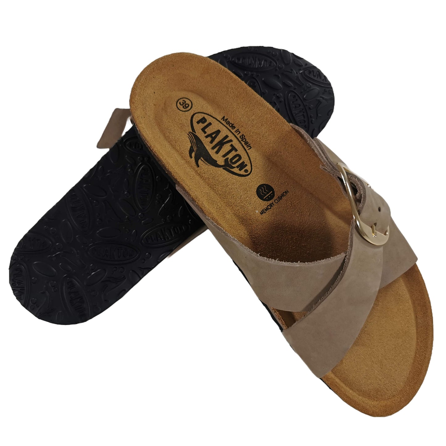 Plakton Bramma Nobuck Damen Leder Pantolette Sandalette braun