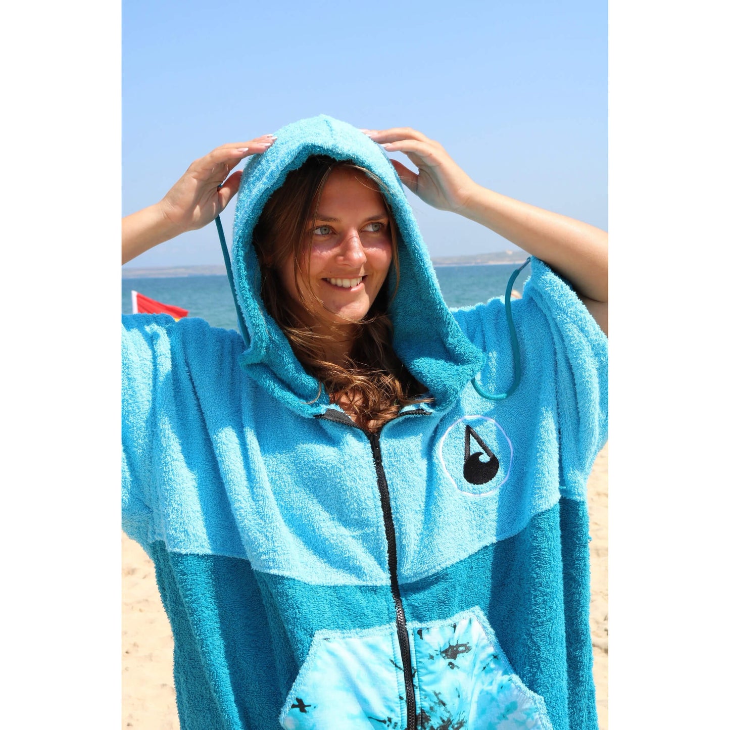 Wave Hawaii Bamboo Poncho Air Beachponcho M blau
