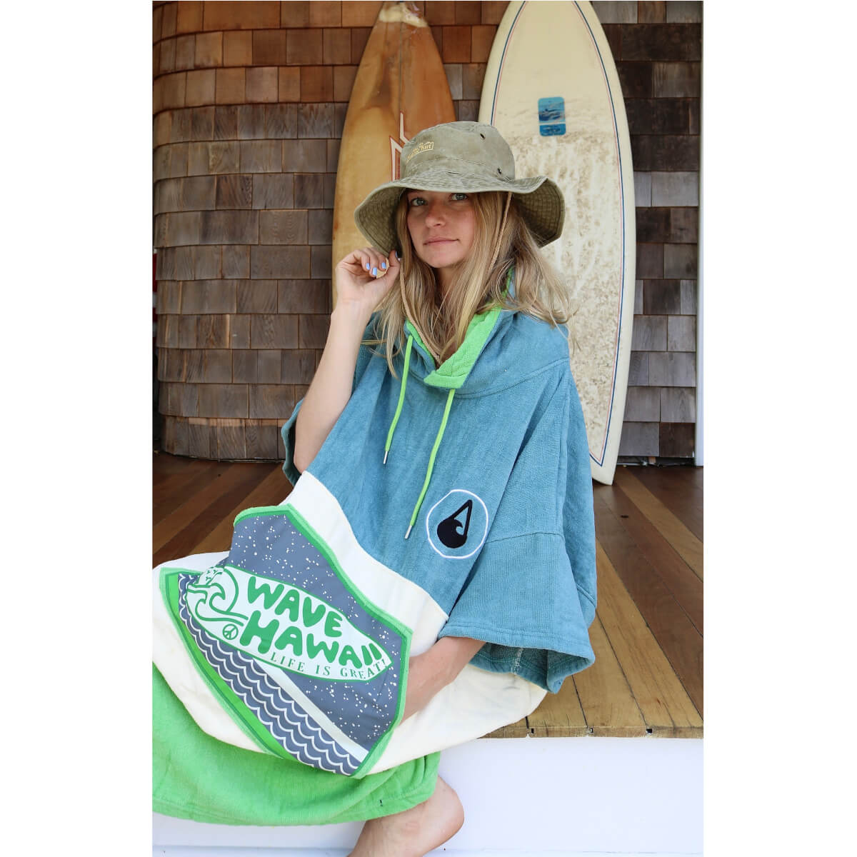 Wave Hawaii Cotton Velours Poncho Curitiba L beige