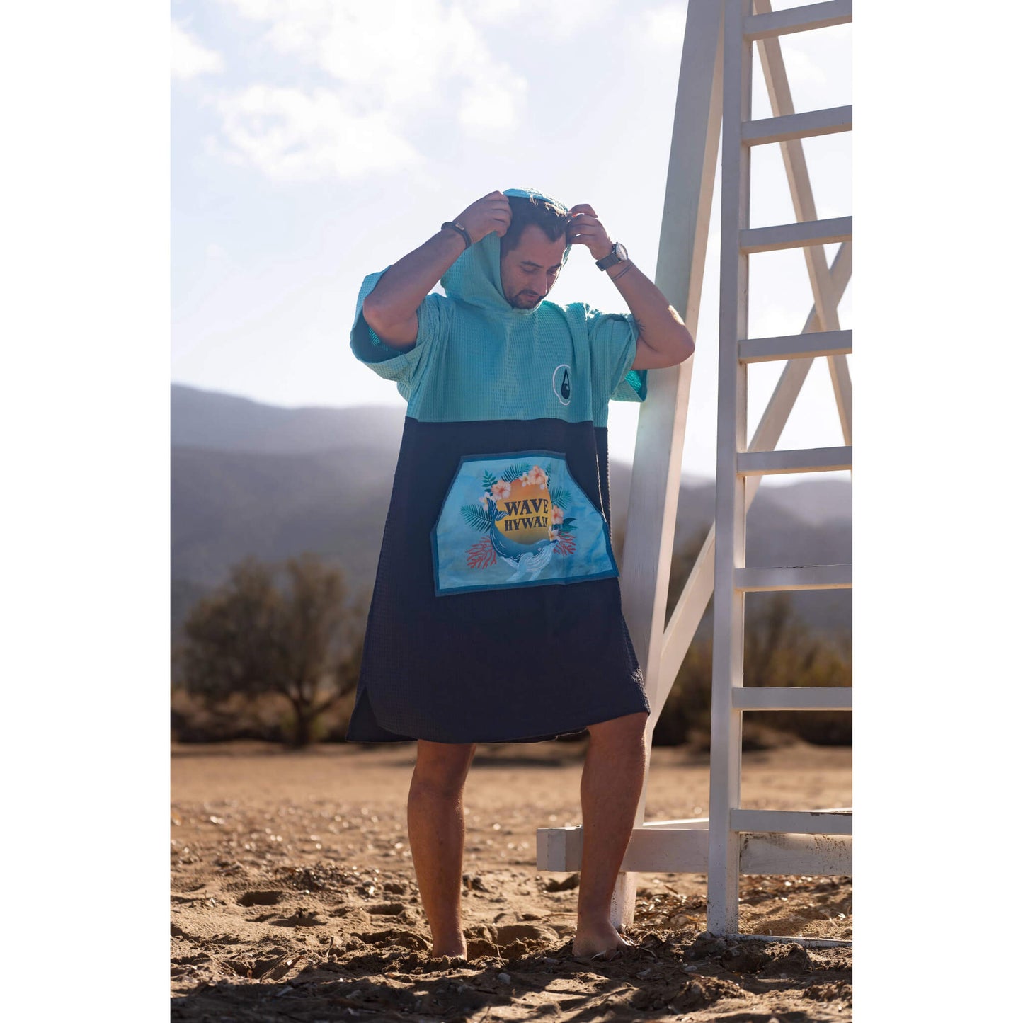 Wave Hawaii Travel Poncho Pahoa L-XL blau grau