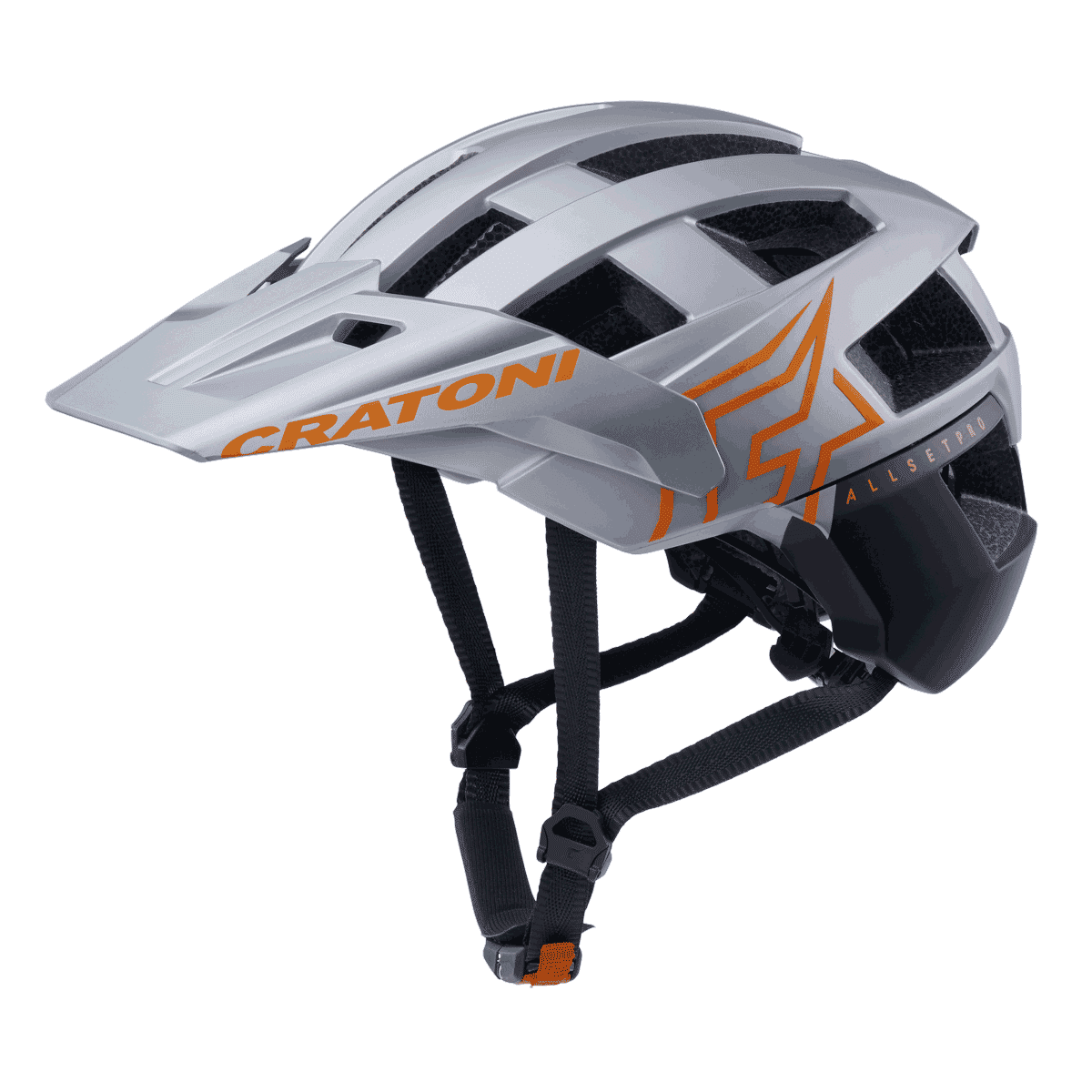 Cratoni AllSet Pro MTB Helm silver-orange matt