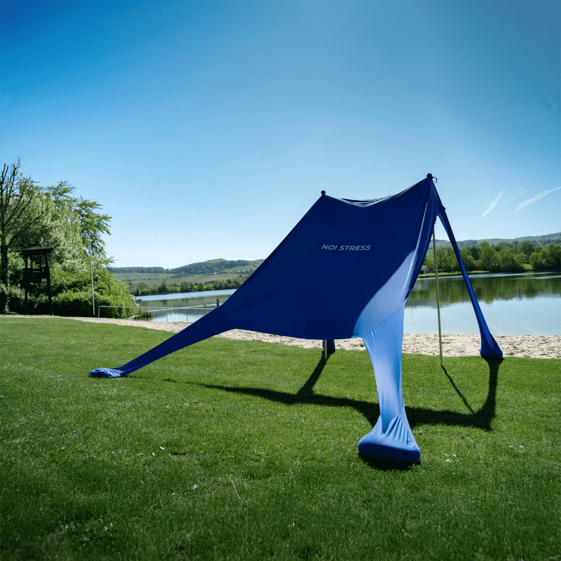 No Stress Strandzelt mit UPF 50+ Sonnensegel 210x 200 cm bis 4 Personen