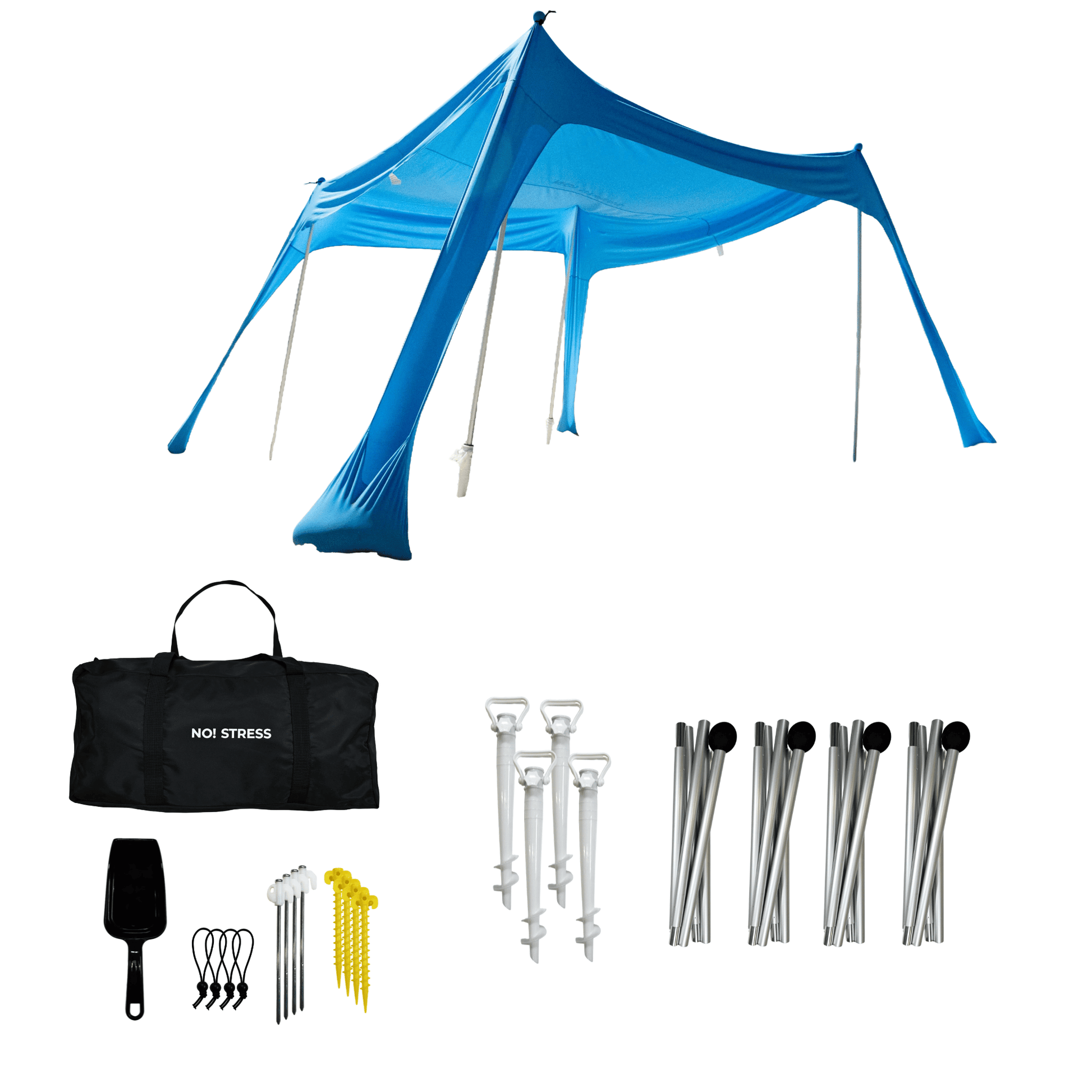 No Stress Strandzelt mit UPF 50+ Sonnensegel 300x300 cm bis 6 Personen – 3s SUP