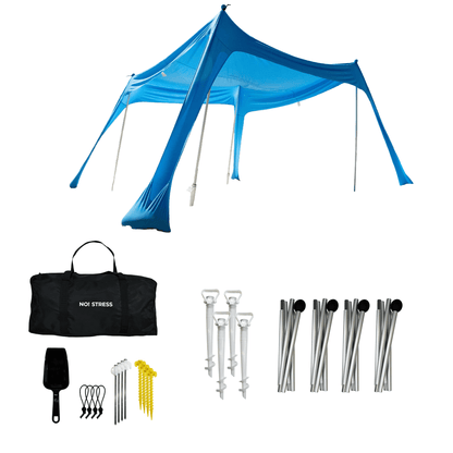 No Stress Strandzelt mit UPF 50+ Sonnensegel 300x300 cm bis 6 Personen