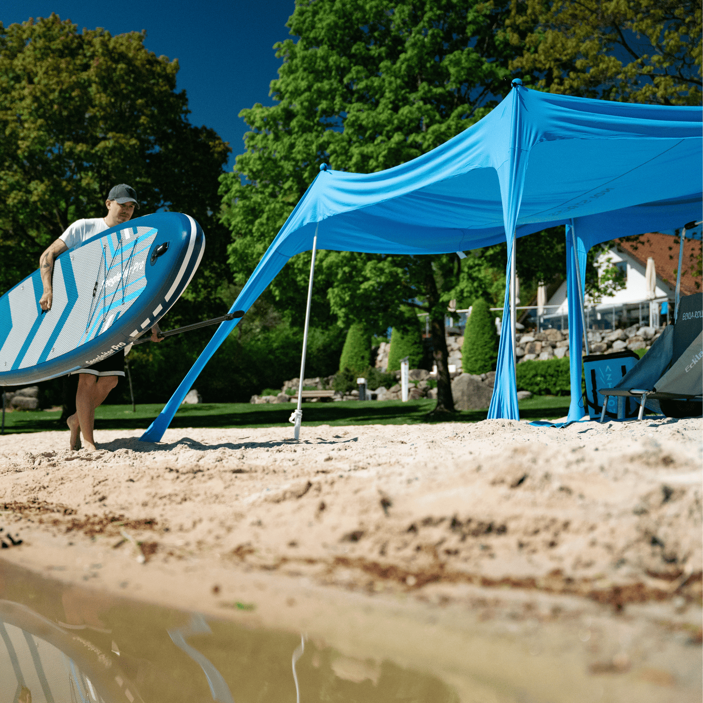 No Stress Strandzelt mit UPF 50+ Sonnensegel 300x300 cm bis 6 Personen