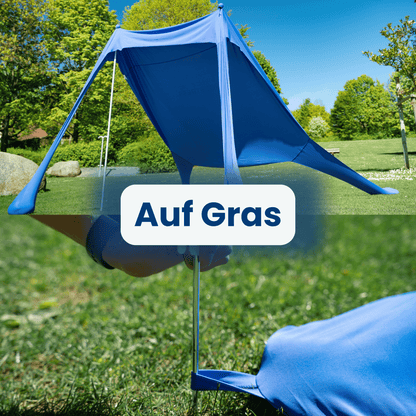 No Stress Strandzelt mit UPF 50+ Sonnensegel 300x300 cm bis 6 Personen