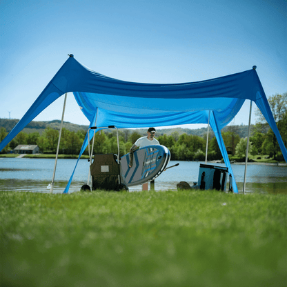 No Stress Strandzelt mit UPF 50+ Sonnensegel 300x300 cm bis 6 Personen