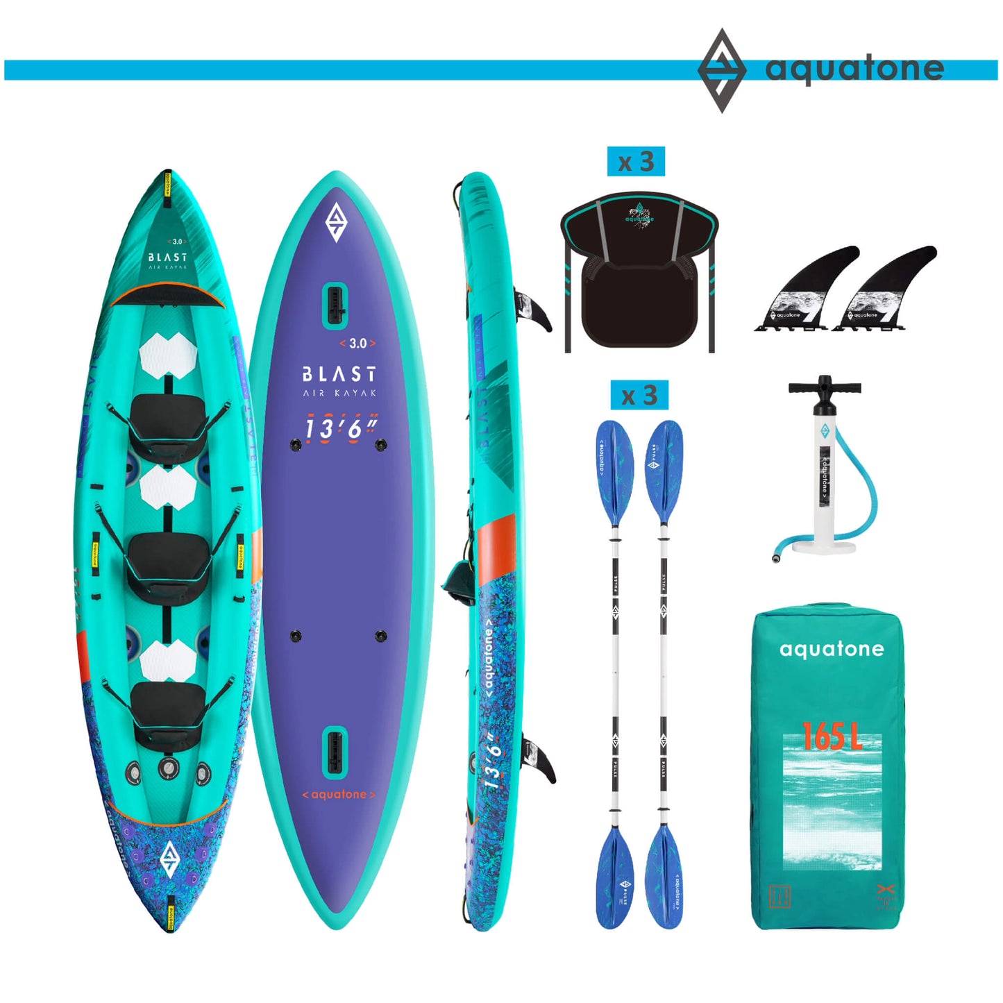 Aquatone Blast 13'6" Kajak Dreisitzer 410 cm 2025