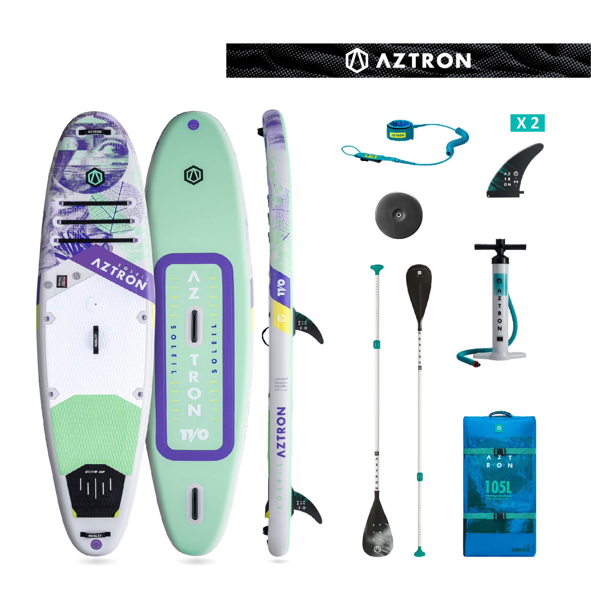 Aztron 11'0 x 32" Soleil Allround iSUP Board Set mit Windsurf-Option