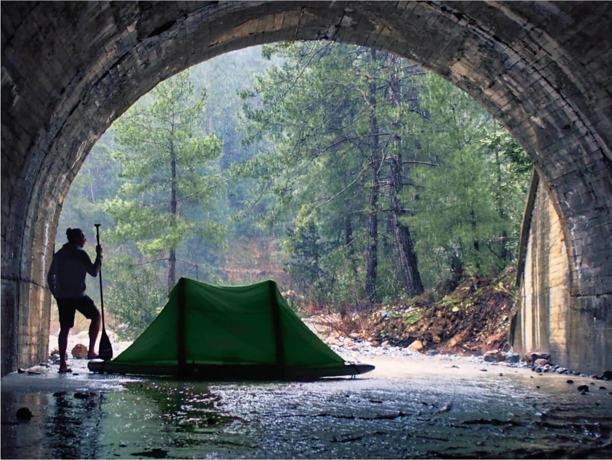 Bajao Cabin Tunnelzelt SUP Zelt grün für SUP ab 11'6" bis 14"