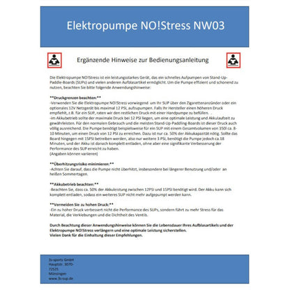No Stress SUP elektrische Hochdruckpumpe 20 PSI