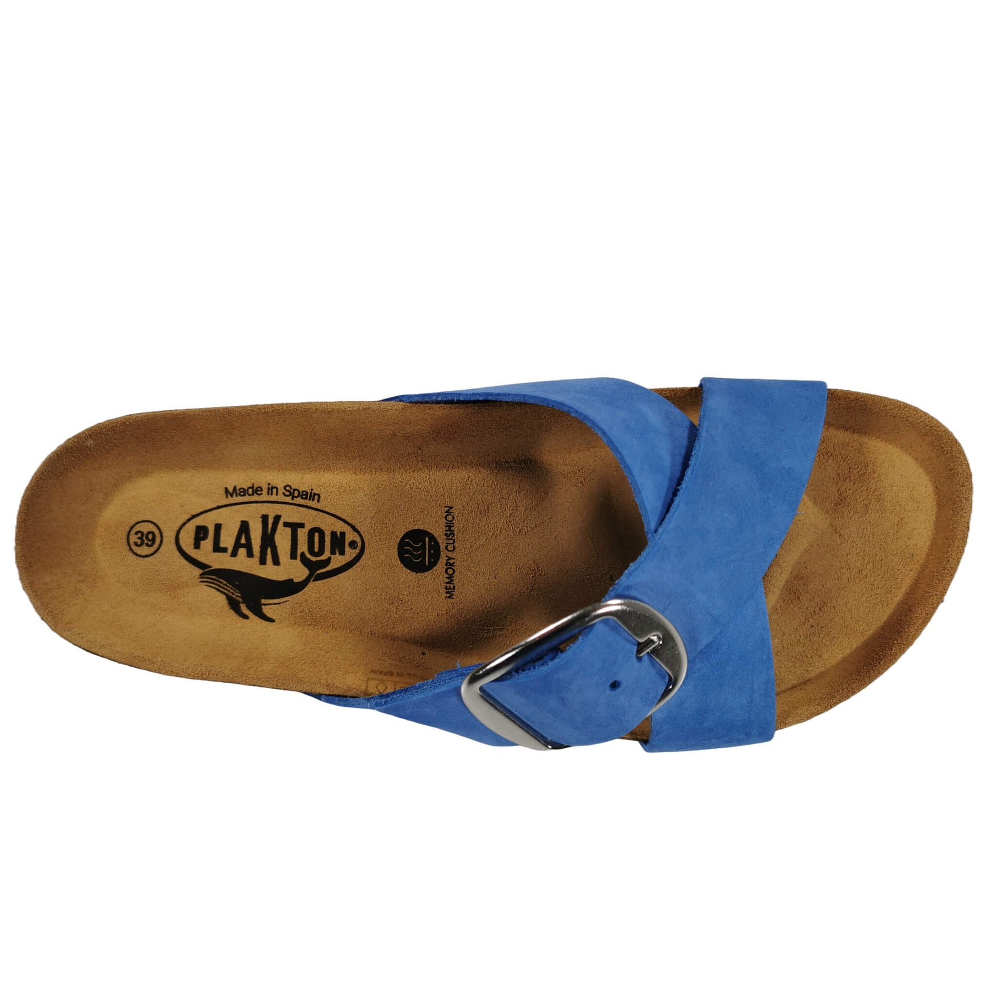 Plakton Bramma Nubuk Damen Leder Pantolette Sandalette blau