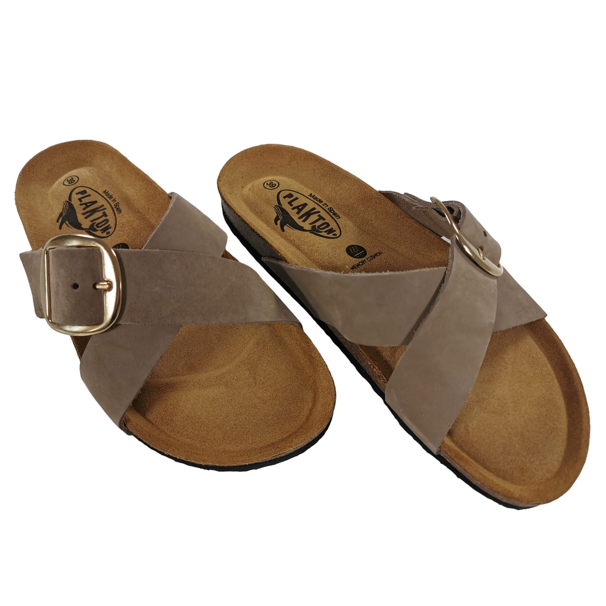 Plakton Bramma Nobuck Damen Leder Pantolette Sandalette braun