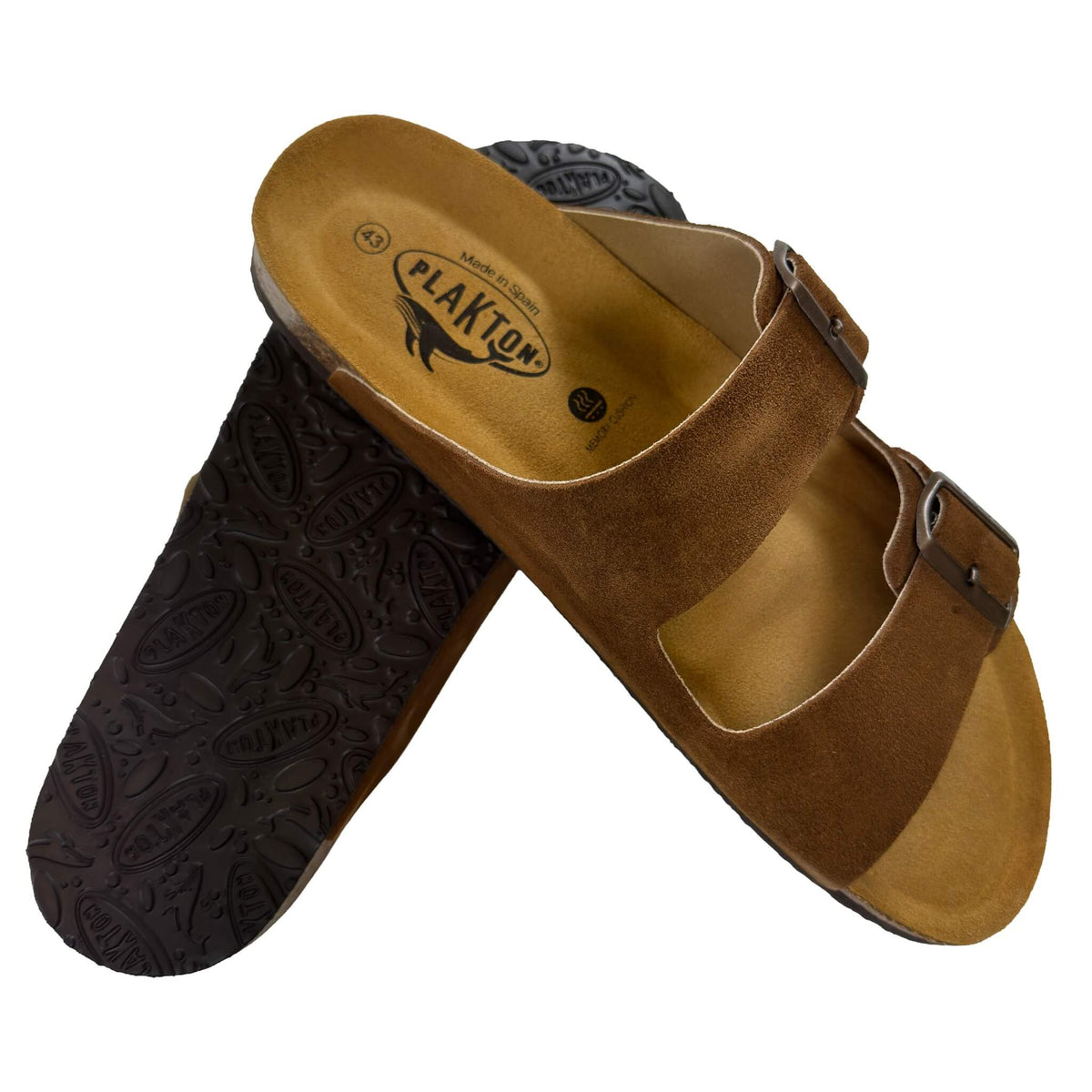Plakton Barna Afelpado Leder Pantolette Sandalette braun