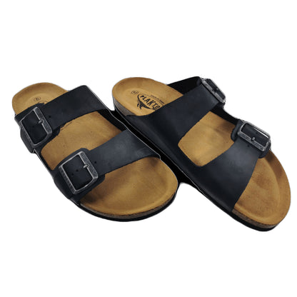 Plakton Barna Apure Leder Pantolette Sandalette schwarz