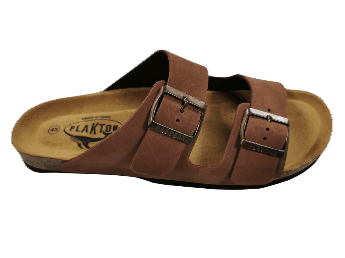 Plakton Barna Nobuck 2 Leder Pantolette Sandalette braun