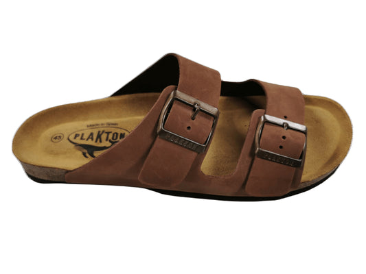 Plakton Barna Nobuck 2 Leder Pantolette Sandalette braun