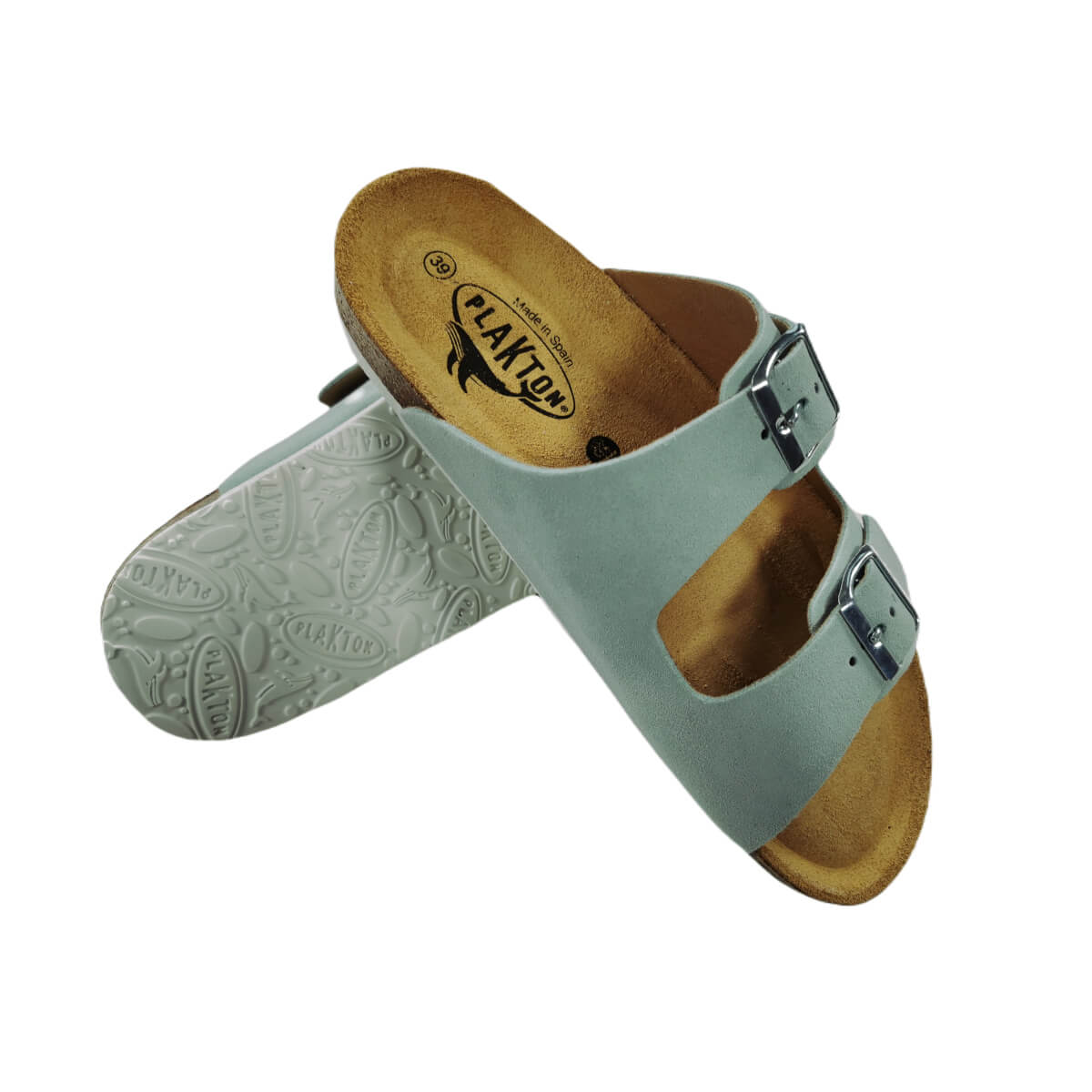 Plakton Beta Afelpado Damen Leder Pantolette Sandalette grün