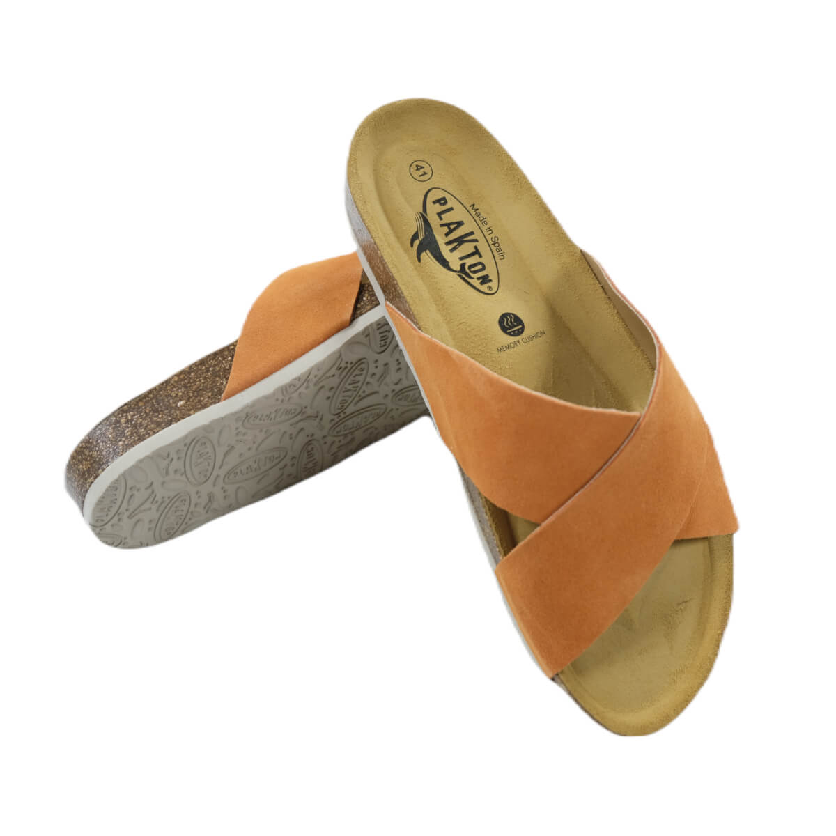 Plakton Bibi Afelpado Damen Leder Pantolette Sandalette orange