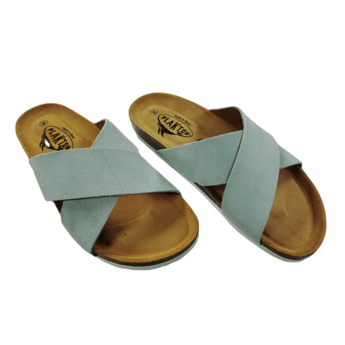 Plakton Bibi Afelpado Damen Leder Pantolette Sandalette grün