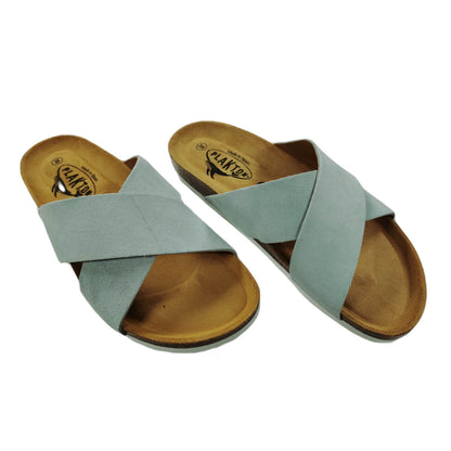 Plakton Bibi Afelpado Damen Leder Pantolette Sandalette grün