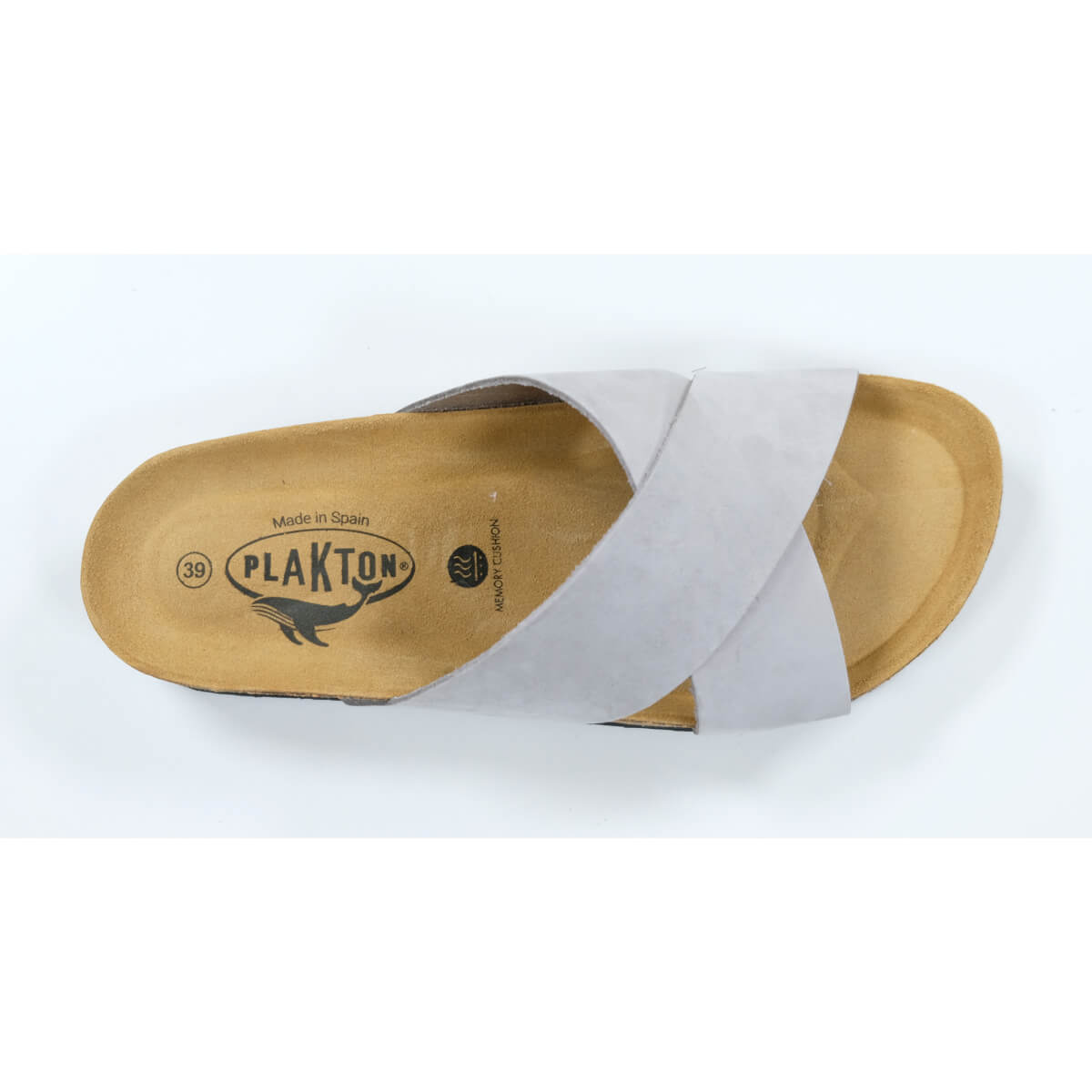 Plakton Bibi Nobuck 2 Damen Leder Pantolette Sandalette hellgrau