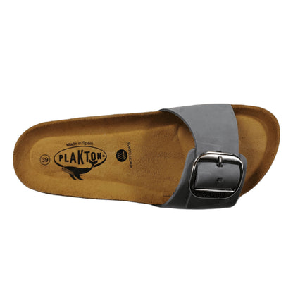 Plakton Bis 3 Nobuck Damen Leder Pantolette Sandalette grau