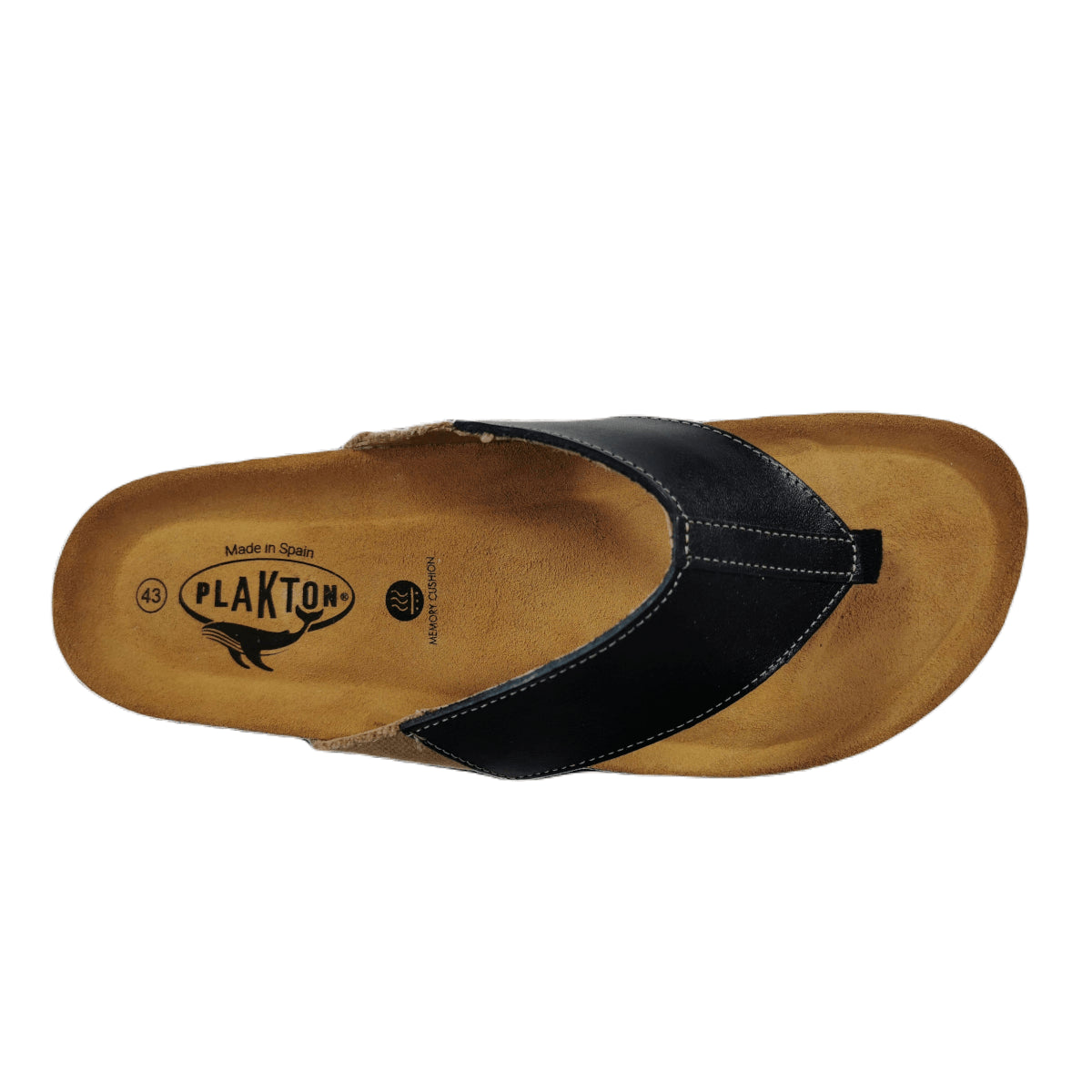 Plakton Borneo Houston Leder Zehenstegsandale schwarz