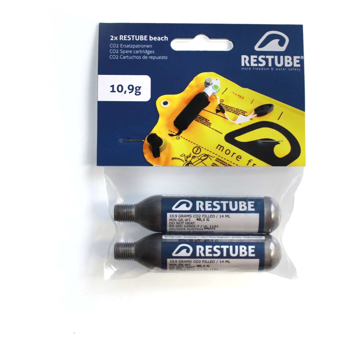 RESTUBE Spare Cartridges 10,9g CO2-Ersatz-Patronen im Doppelpack