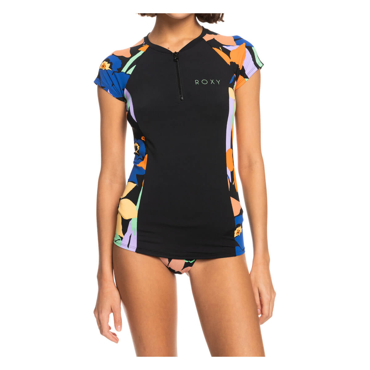 Roxy Caps Sleeve Lycra 1/2 Zip Damen Funktionsshirt grau