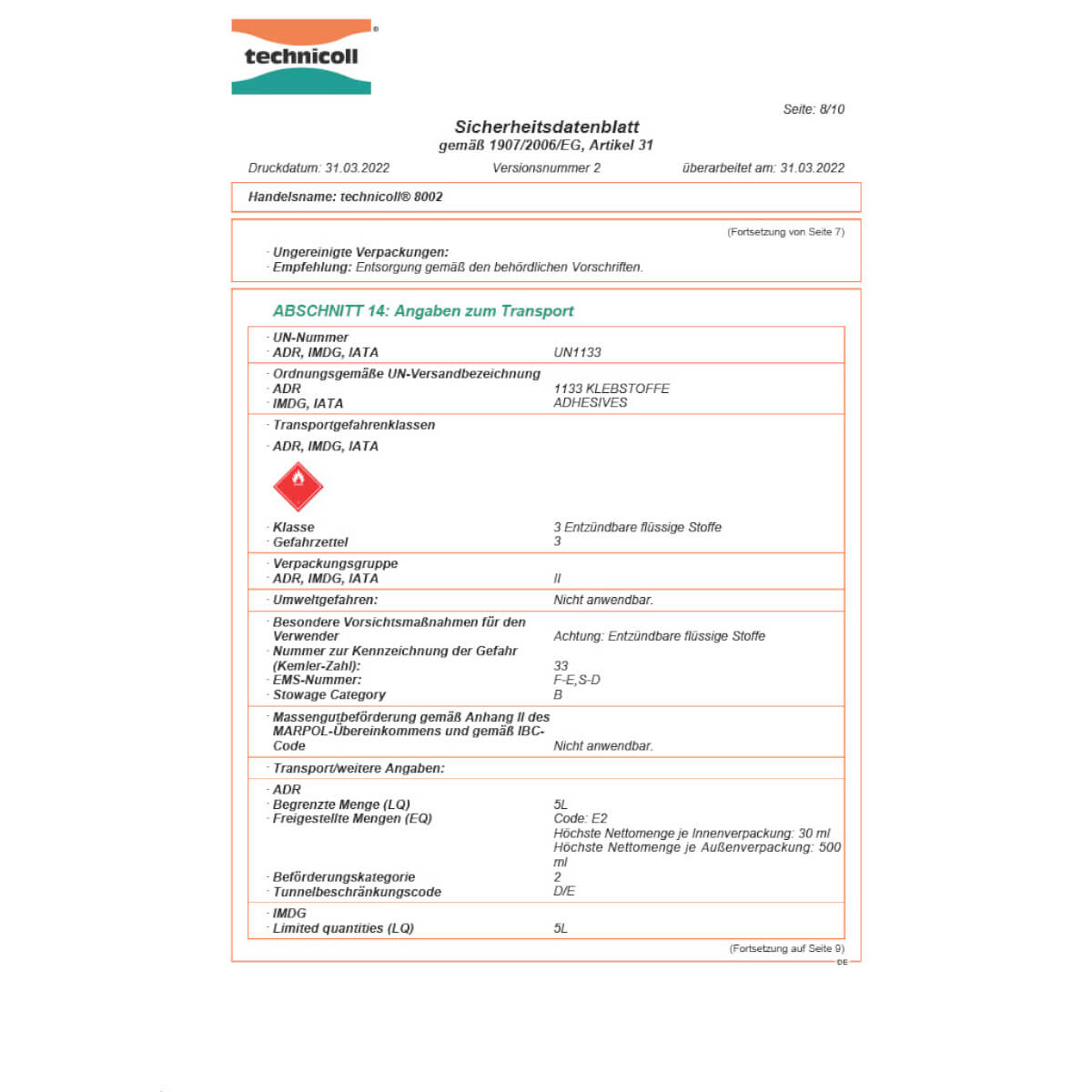 Technicoll PVC Kleber 8002