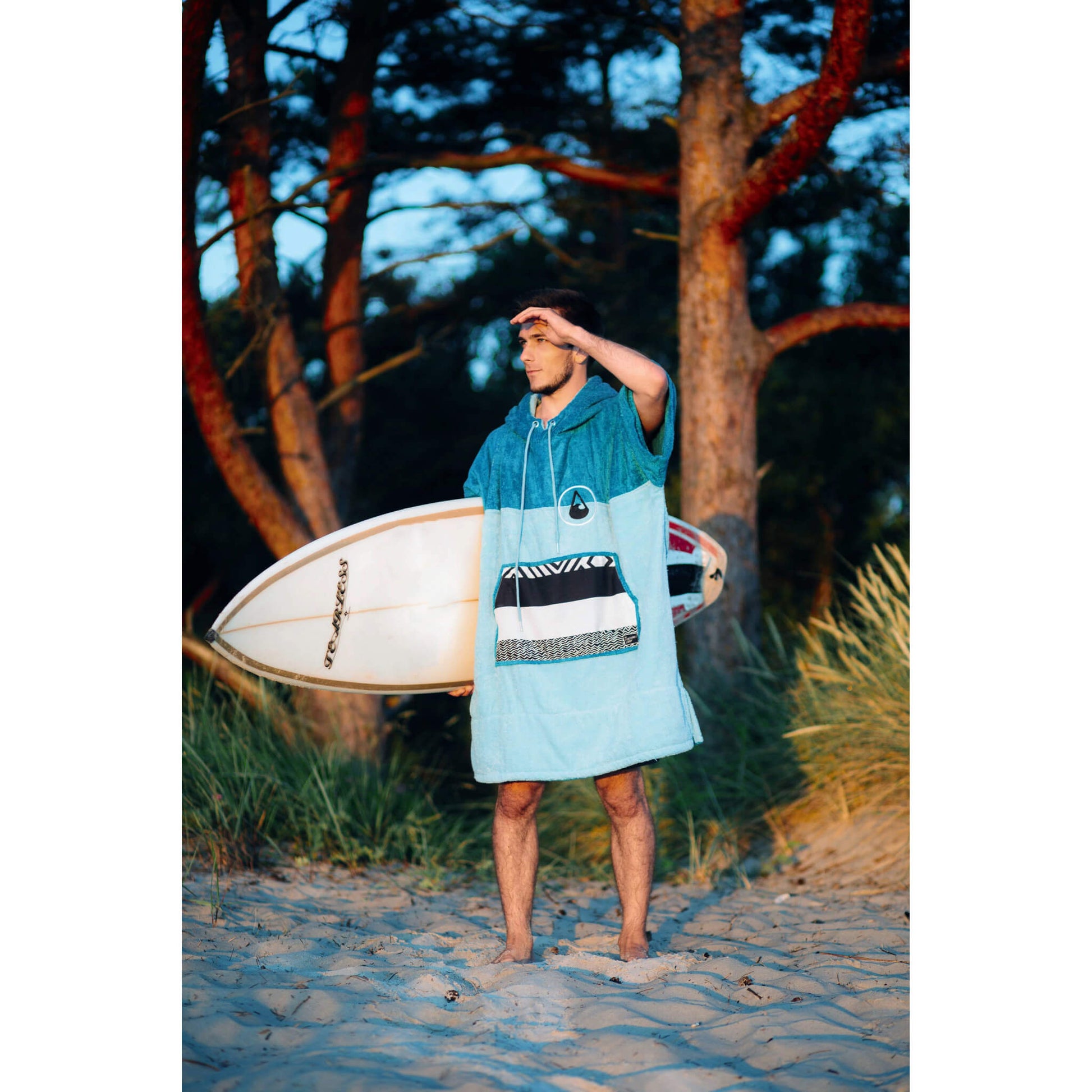 Wave Hawaii Bamboo Poncho Air Beachponcho M blau