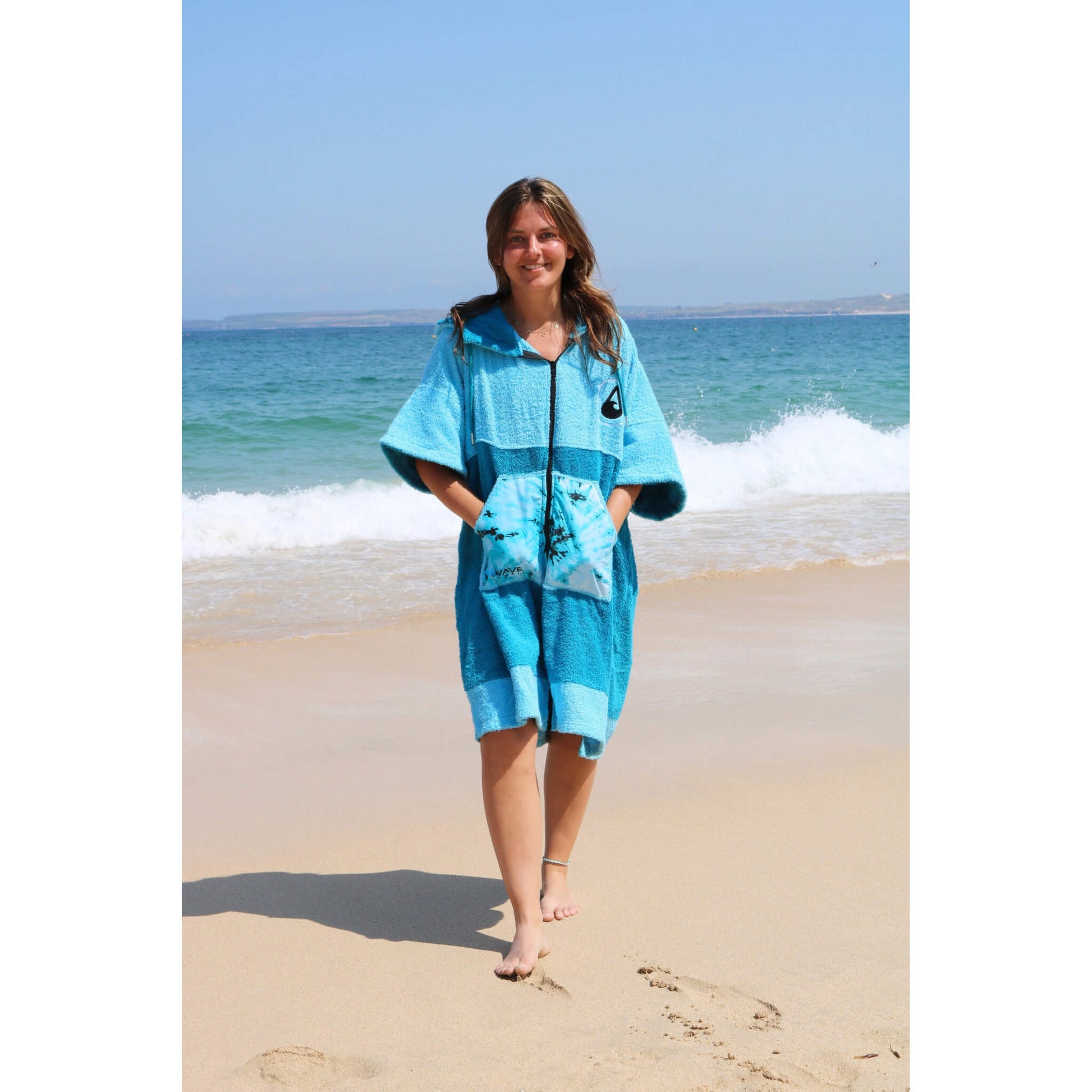 Wave Hawaii Bamboo Poncho Air Beachponcho M blau
