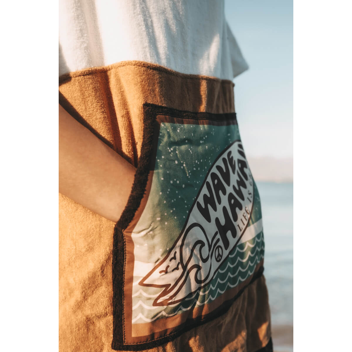 Wave Hawaii Cotton Velours Poncho Campeche S-M beige