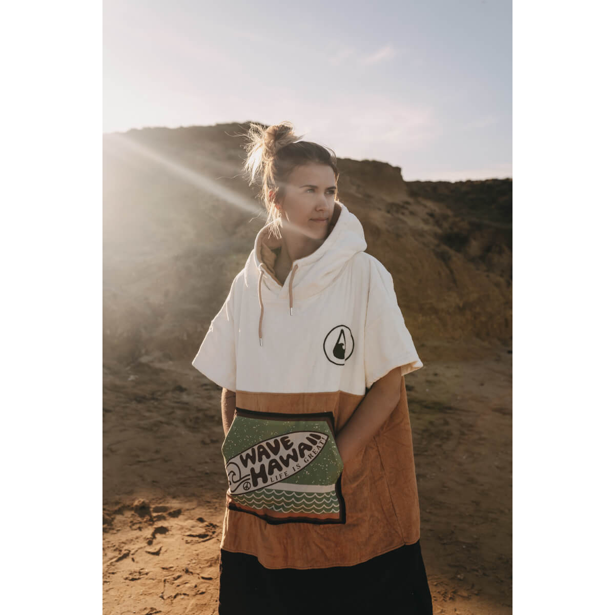 Wave Hawaii Cotton Velours Poncho Campeche S-M beige
