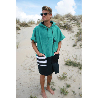 Wave Hawaii Cotton Poncho Faro M schwarz grün