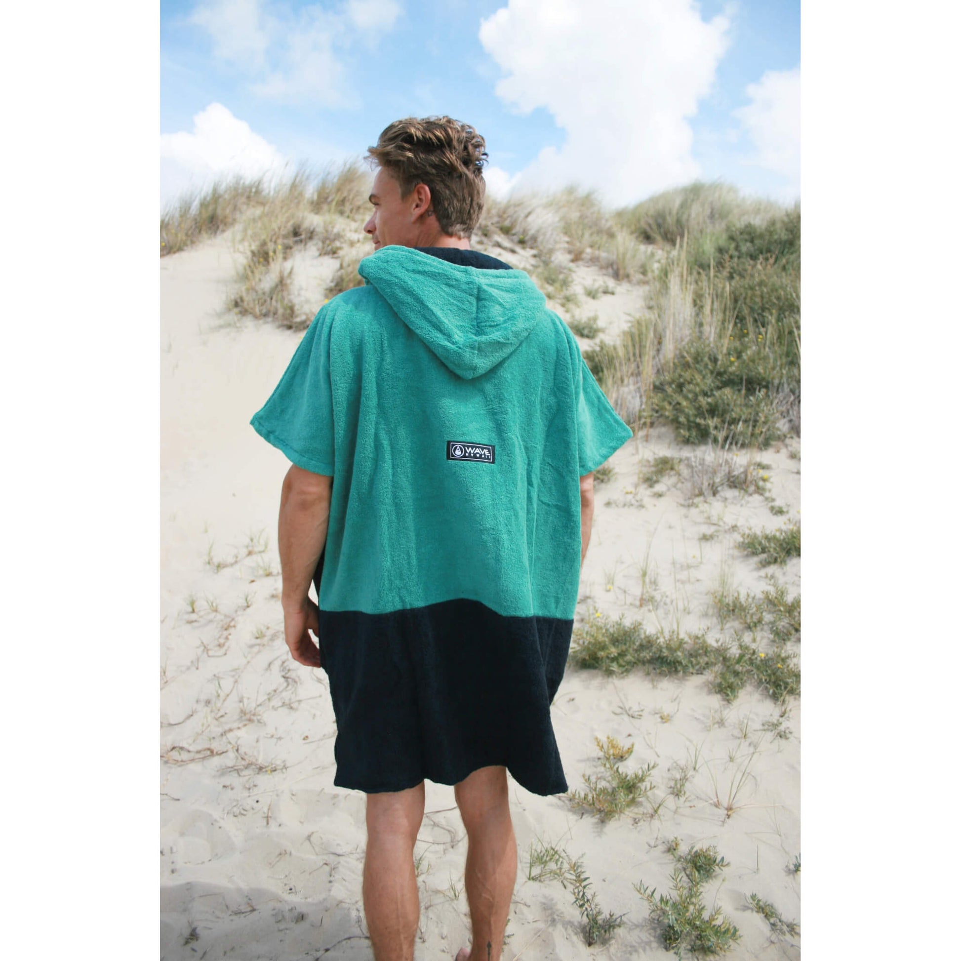 Wave Hawaii Cotton Poncho Faro M schwarz grün