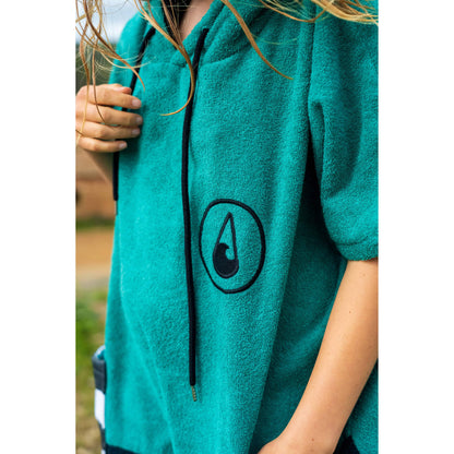 Wave Hawaii Cotton Poncho Faro M schwarz grün