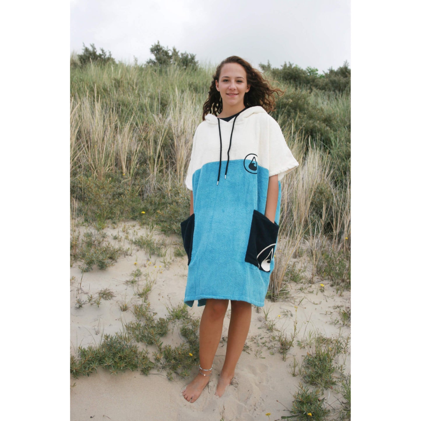 Wave Hawaii Cotton Poncho Porto M blau