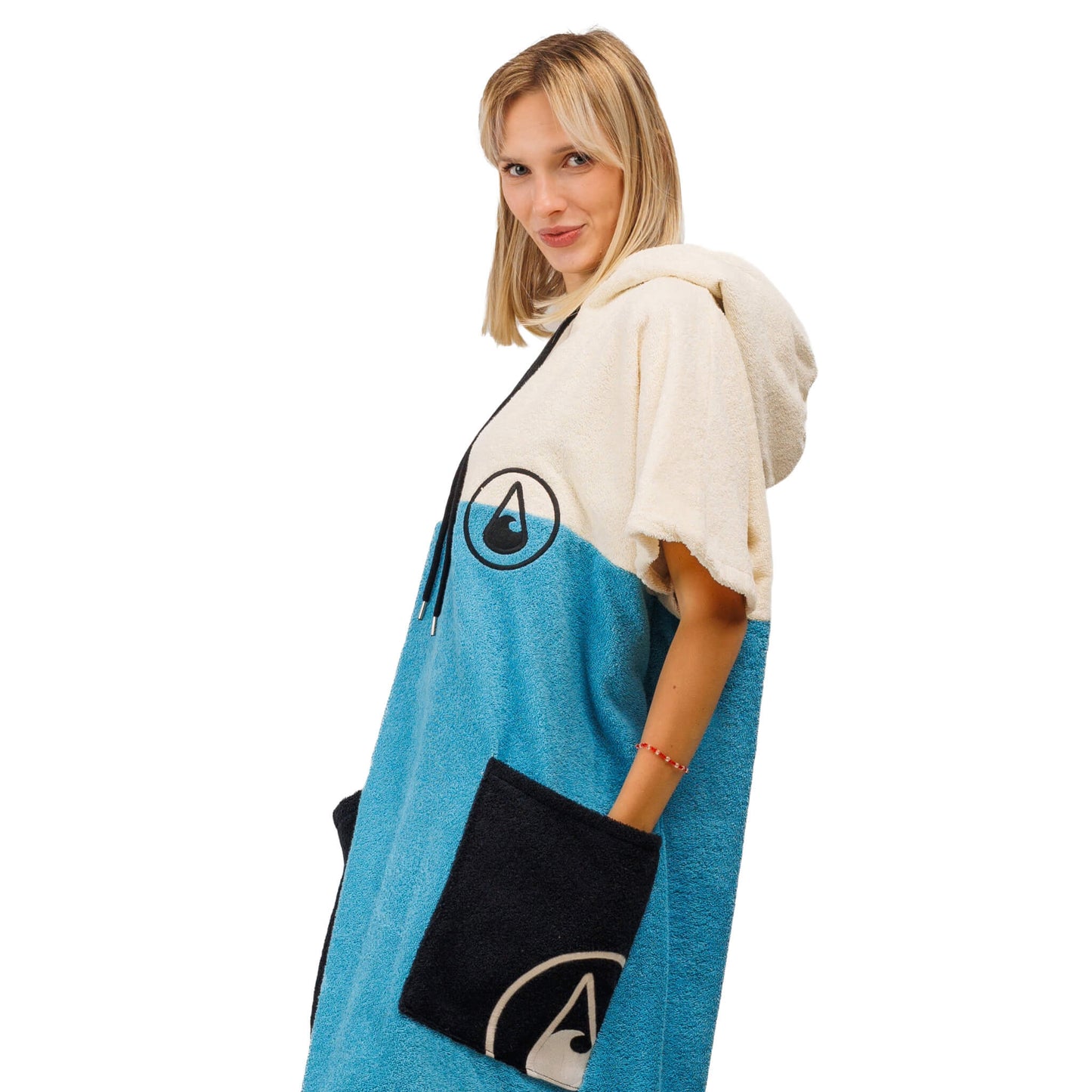 Wave Hawaii Cotton Poncho Porto M blau