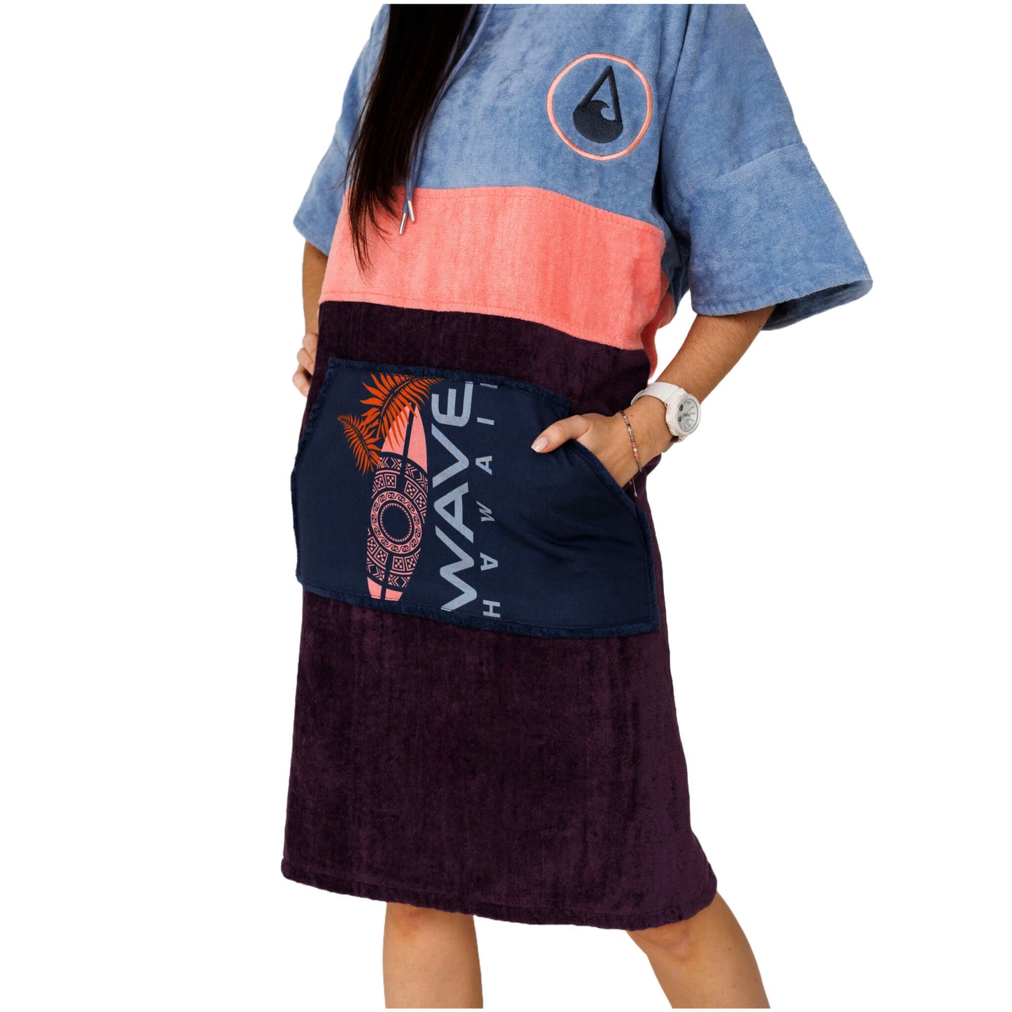 Wave Hawaii Cotton Velours Poncho Kiholo M lila