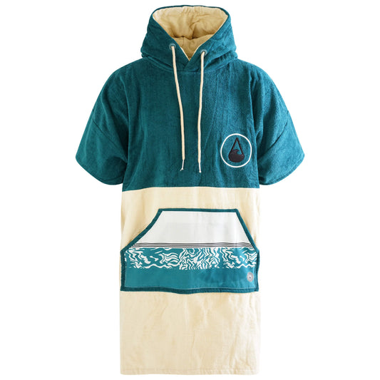 Wave Hawaii Cotton Velours Poncho Petrol M blau