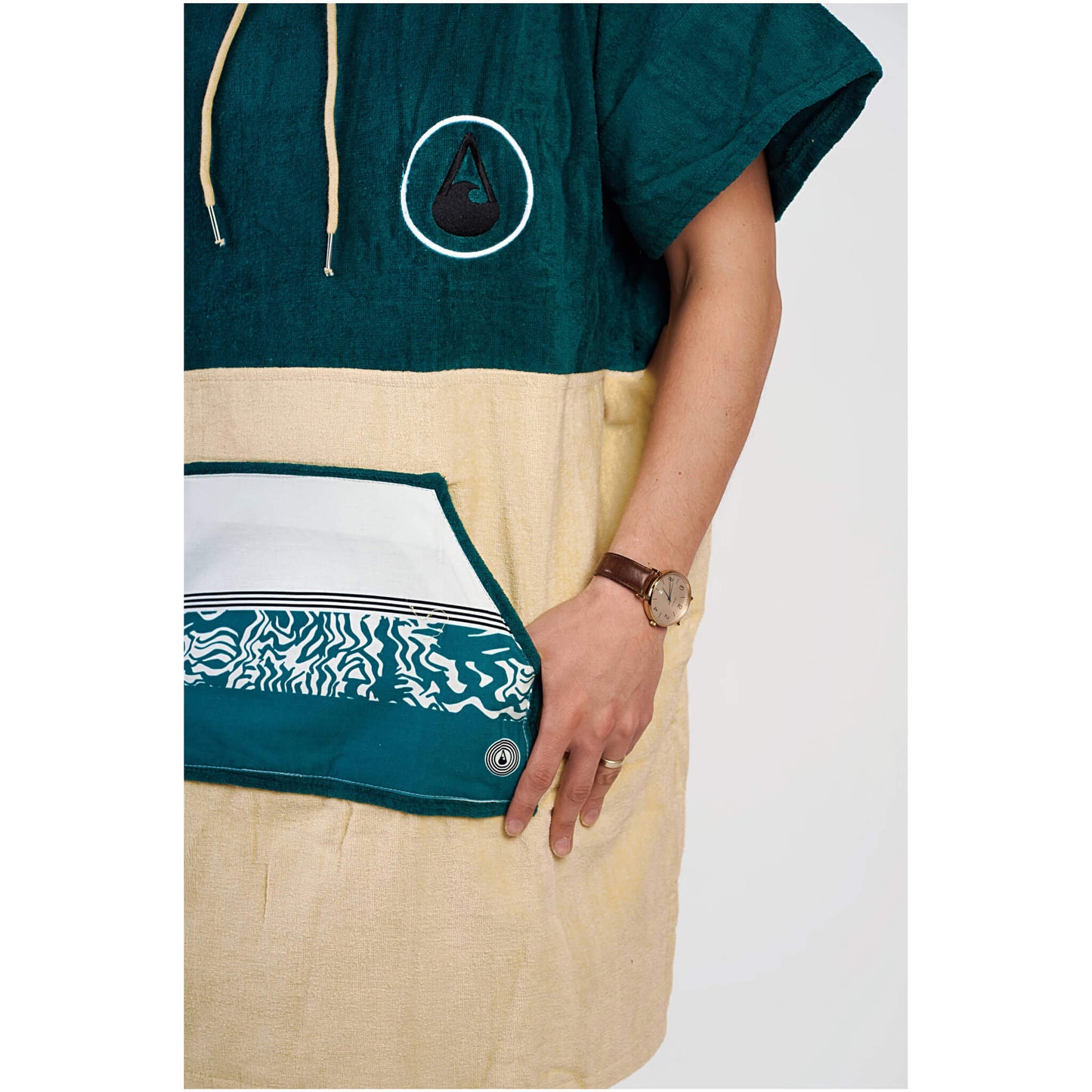 Wave Hawaii Cotton Velours Poncho Petrol M blau