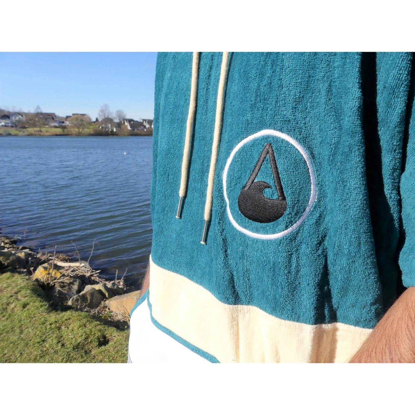 Wave Hawaii Cotton Velours Poncho Petrol M blau