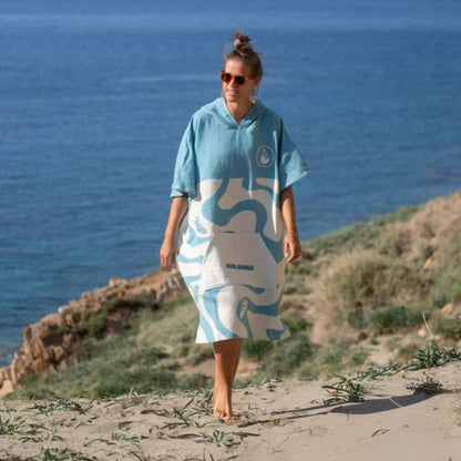Wave Hawaii NatureLite Travel Poncho Stripes Swirls blau