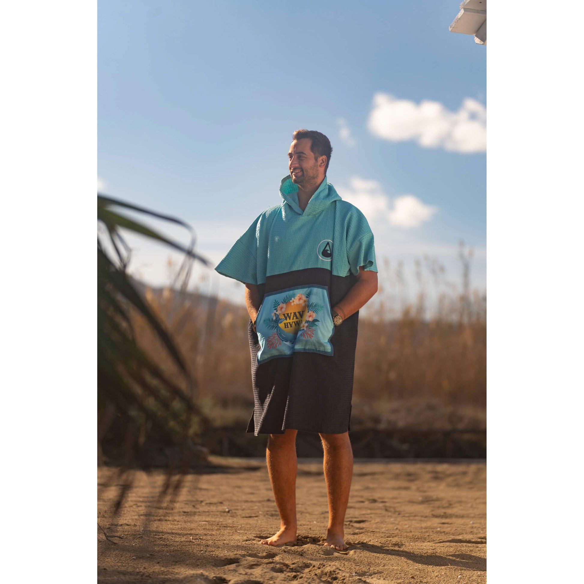 Wave Hawaii Travel Poncho Pahoa L-XL blau grau