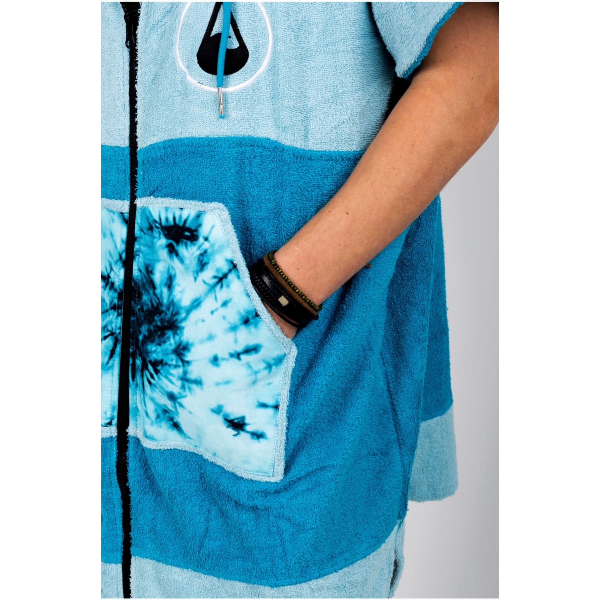 Wave Hawaii Zip Poncho Cotton Flyh M blau