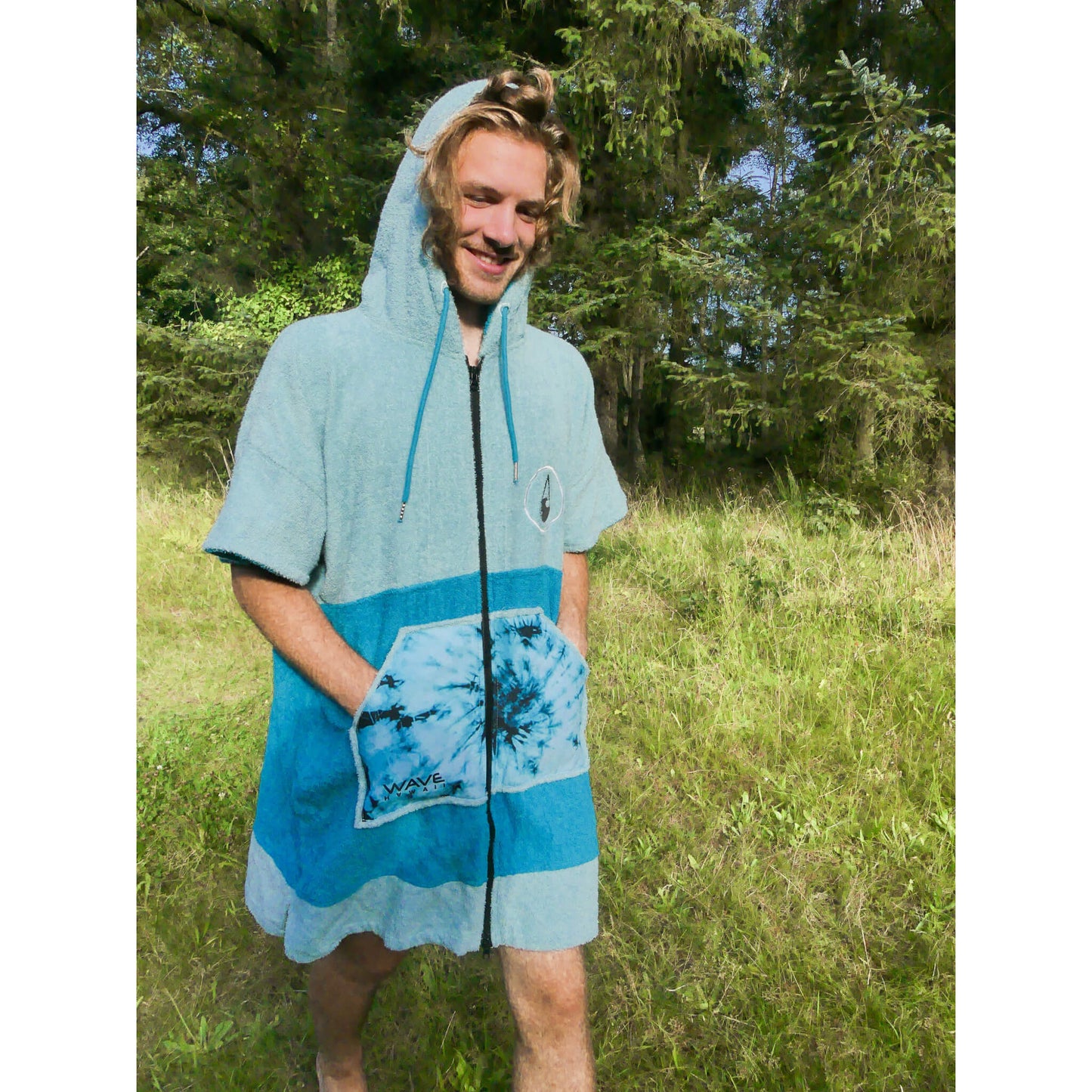 Wave Hawaii Zip Poncho Cotton Flyh M blau