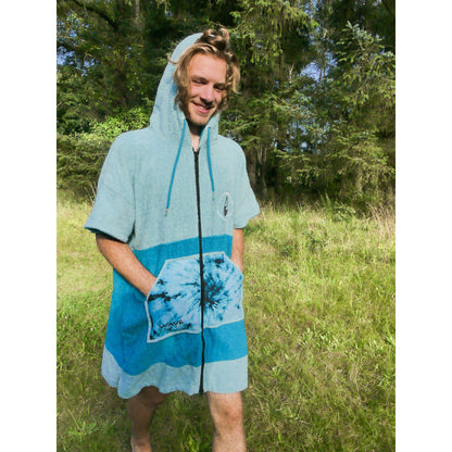 Wave Hawaii Zip Poncho Cotton Flyh M blau